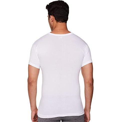 Rupa Frontline Men White Regular Fit Round Neck Half Sleeve Cotton Vest Innerwear, Pack Of 2