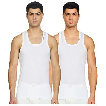 Rupa Frontline Sleeveless Vest For Men, 100% Cotton Material, Round Neck, Regular Fit, Pack Of 2 White