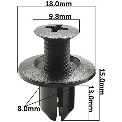 Amiciauto 8 Mm Car Plastic Screw Fasteners For Car Bumper Mudguard, 10 Piece