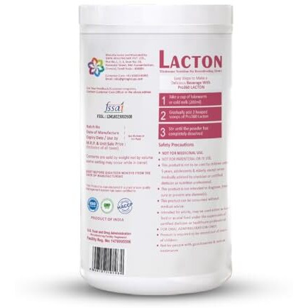 Pro360 Lacton For Breastfeeding And Lactating Mothers Milk Nutrition Powder - Lactation Supplement Booster With Herbal Extracts, Helps To Increase Breast Milk - Masala Milk Flavor 750G