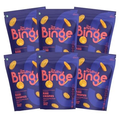 The Healthy Binge Ragi Chips | Millet Healthy Snacks | No Palm Oil | Protein Rich | Baked, Not Fried | Snack For Weight Loss | Cajun Spice | 40 G Per Pack | Pack Of 6