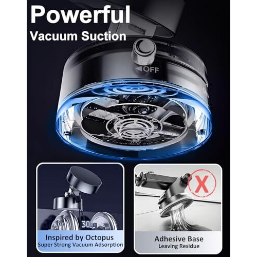 Jingjinyy Vacuum Magnetic Foldable Phone Holder, A Movable Vacuum Magnetic Car Phone Holder Compatible With Iphone 16/15/14/13/12, Suitable For Use In Cars/Gyms/Mirrors/Showers (Black)