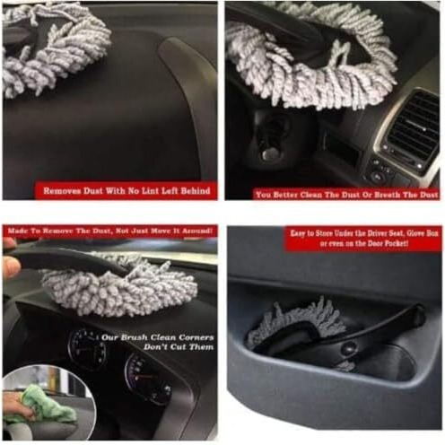 Microfiber Car Duster With Long Handle Car Cleaning Brush Exteriror And Interiror Car Cleaning Cloth Car Ac Vent Cleaner Brush Motorcycle,Car&Bike Scratch&Lint Free Accessories Car Cleaning Kit 5Pcs