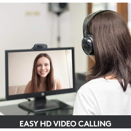 Logitech C270 Hd Webcam, Hd 720P/30Fps, Widescreen Hd Video Calling, Hd Light Correction, Noise-Reducing Mic, For Skype, Facetime, Hangouts, Webex, Pc/Mac/Laptop/Macbook/Tablet - Black