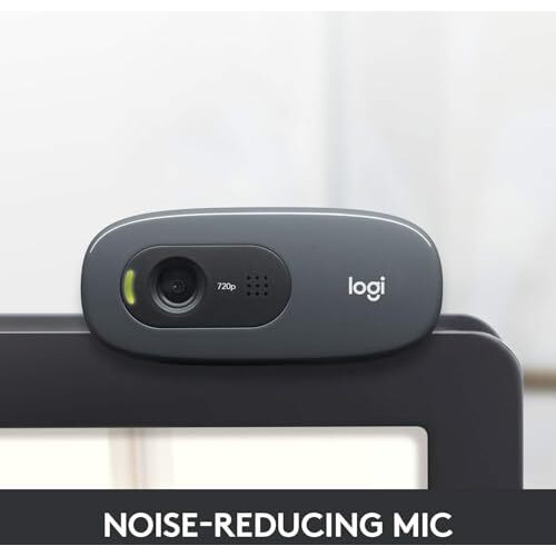 Logitech C270 Hd Webcam, Hd 720P/30Fps, Widescreen Hd Video Calling, Hd Light Correction, Noise-Reducing Mic, For Skype, Facetime, Hangouts, Webex, Pc/Mac/Laptop/Macbook/Tablet - Black
