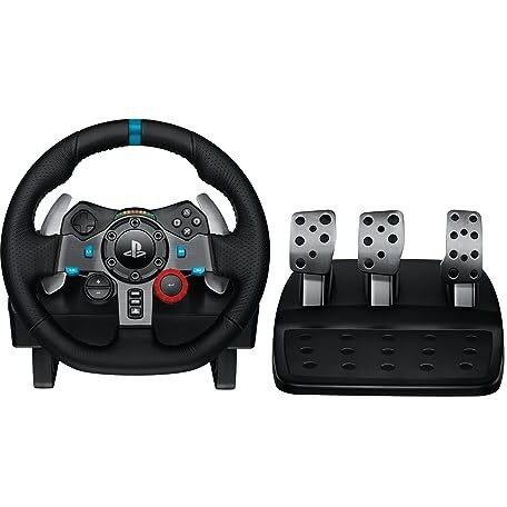Logitech G29 Driving Force Racing Wheel And Floor Pedals, Real Force Feedback, Stainless Steel Paddle Shifters, Leather Steering Wheel Cover For Ps5, Ps4, Pc, Mac - Black