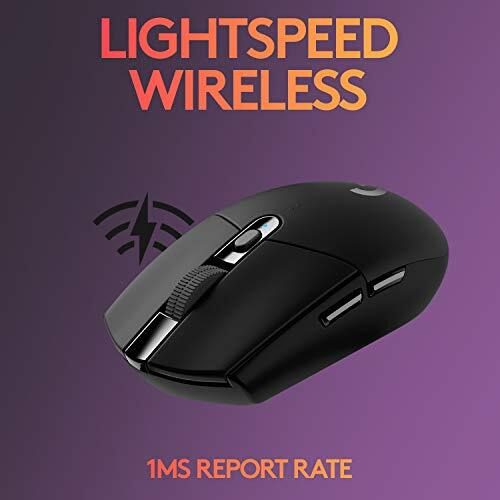 Logitech G304 Lightspeed Wireless Gaming Mouse, Hero Sensor, 12,000 Dpi, Lightweight, 6 Programmable Buttons, 250H Battery Life, On-Board Memory, Compatible With Pc/Mac - Black