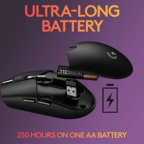 Logitech G304 Lightspeed Wireless Gaming Mouse, Hero Sensor, 12,000 Dpi, Lightweight, 6 Programmable Buttons, 250H Battery Life, On-Board Memory, Compatible With Pc/Mac - Black