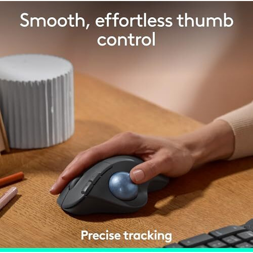 Logitech Ergo M575 Wireless Trackball Mouse - Easy Thumb Control, Precision And Smooth Tracking, Ergonomic Comfort Design, For Windows, Pc And Mac With Bluetooth And Usb Capabilities, Black, Medium