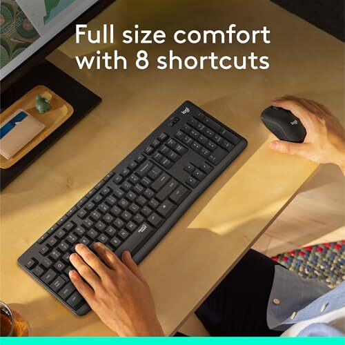 Logitech Mk295 Silent Wireless Mouse & Keyboard Combo With Silenttouch Technology, Full Numpad, Advanced Optical Tracking, Lag-Free Wireless, 90% Less Noise - Black