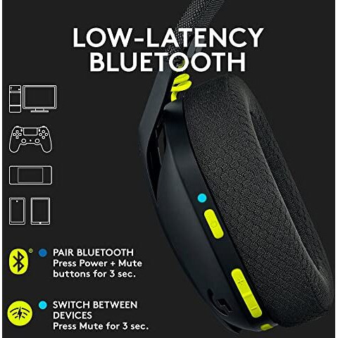 Logitech G435 Light Speed And Lightweight Gaming Bluetooth Wireless Over Ear Headphones With Mic, 18H Battery, Compatible For Dolby Atmos, Pc, Ps4, Ps5, Mobile - (Black)