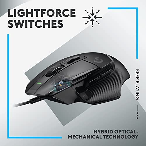Logitech G502 X Wired Gaming Mouse - Lightforce Hybrid Optical-Mechanical Primary Switches, Hero 25K Gaming Sensor, Compatible With Pc/Macos/Windows - Black