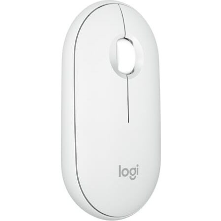 Logitech Pebble Mouse 2 M350S Slim Bluetooth Wireless Mouse, Portable, Lightweight, Customisable Button, Quiet Clicks, Easy-Switch For Windows, Macos, Ipados, Android, Chrome Os - Tonal White