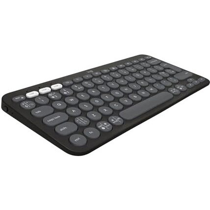 Logitech Pebble Keys 2 K380S, Multi-Device Bluetooth Wireless Keyboard With Customisable Shortcuts, Slim And Portable, Easy-Switch For Windows, Macos, Ipados, Android, Chrome Os - Tonal Graphite