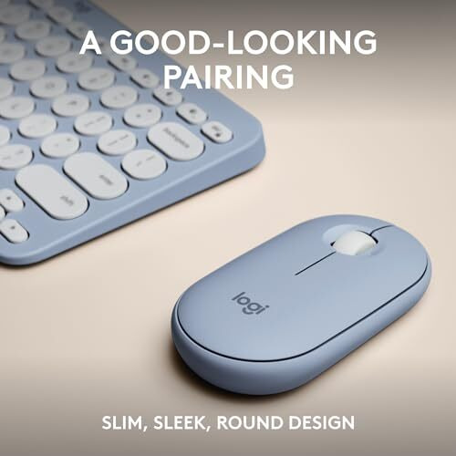 Logitech Pebble 2 Combo, Wireless Keyboard And Mouse, Quiet And Portable, Customisable, Logi Bolt, Bluetooth, Easy-Switch For Windows, Macos, Ipados, Chrome - Tonal Blue