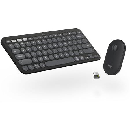 Logitech Pebble 2 Combo, Wireless Keyboard And Mouse, Quiet And Portable, Customisable, Logi Bolt, Bluetooth, Easy-Switch For Windows, Macos, Ipados, Chrome - Tonal Graphite