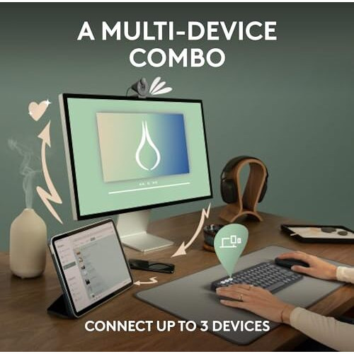 Logitech Pebble 2 Combo, Wireless Keyboard And Mouse, Quiet And Portable, Customisable, Logi Bolt, Bluetooth, Easy-Switch For Windows, Macos, Ipados, Chrome - Tonal Graphite