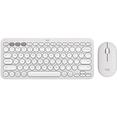 Logitech Pebble 2 Combo, Wireless Keyboard And Mouse, Quiet And Portable, Customisable, Logi Bolt, Bluetooth, Easy-Switch For Windows, Macos, Ipados, Chrome - Tonal White