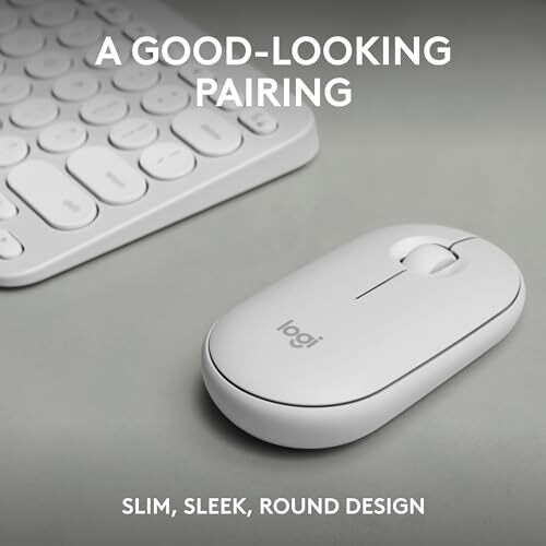 Logitech Pebble 2 Combo, Wireless Keyboard And Mouse, Quiet And Portable, Customisable, Logi Bolt, Bluetooth, Easy-Switch For Windows, Macos, Ipados, Chrome - Tonal White