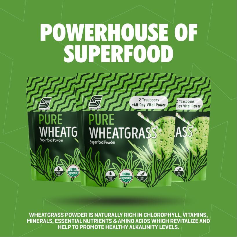 Sparkfusion 100% Pure Wheatgrass Powder 100Gm | Green Superfood Powder For Smoothies | Wheat Grass Juice Organic | Immunity Booster For Men And Women