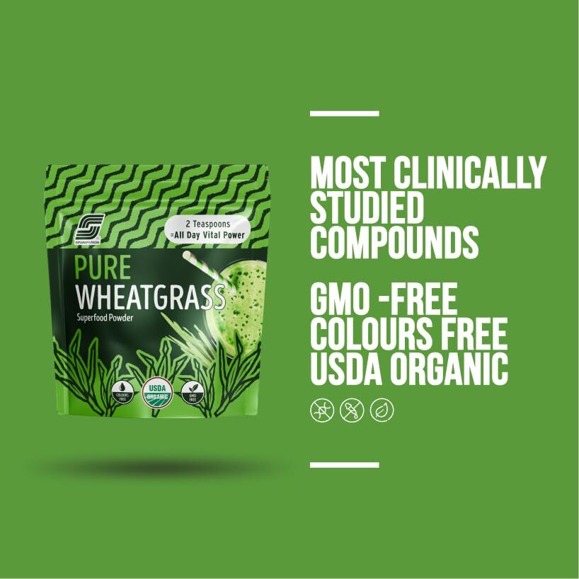 Sparkfusion 100% Pure Wheatgrass Powder 100Gm | Green Superfood Powder For Smoothies | Wheat Grass Juice Organic | Immunity Booster For Men And Women