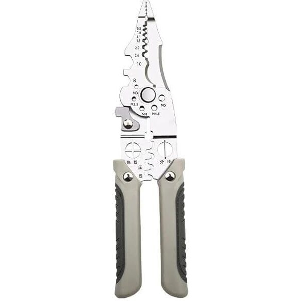 Adtala All In 1 Multifunction Stainless Steel Wire Puller Plier, Cable Looping, Splitting, Cutting Pliers Electrical Stripping Tool Wire Stripper And Crimping Tool For Electrician