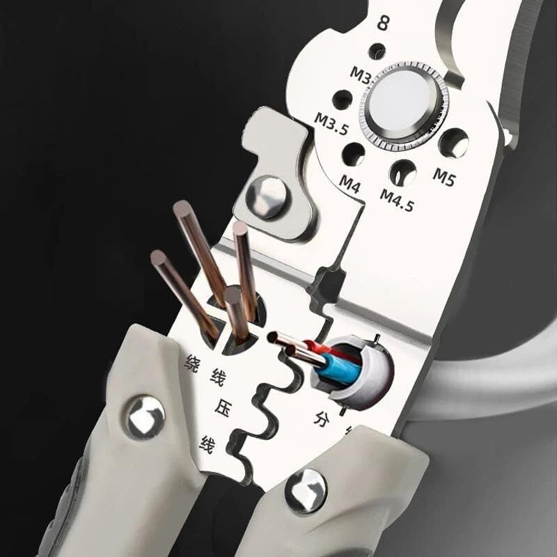 Adtala All In 1 Multifunction Stainless Steel Wire Puller Plier, Cable Looping, Splitting, Cutting Pliers Electrical Stripping Tool Wire Stripper And Crimping Tool For Electrician