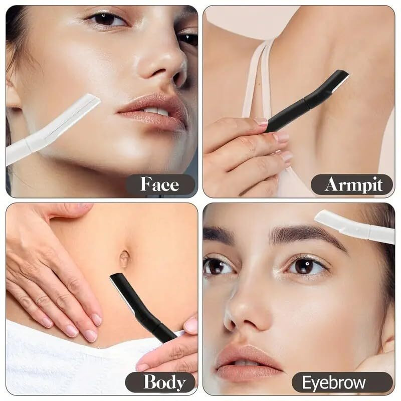 Spareque Face Eyebrow Razor Dermaplaning Tool Trimmer Precision Stainless Steel Multipurpose Hair Remover White Peach Fluff Hair Remover For Face