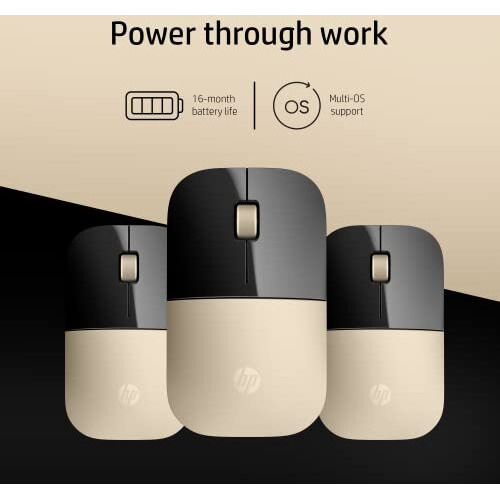 Hp Z3700 Wireless Optical Mouse With Usb Receiver And 2.4Ghz Wireless Connection/ 1200Dpi / 16 Months Long Battery Life/Ambidextrous And Slim Design (Modern Gold)