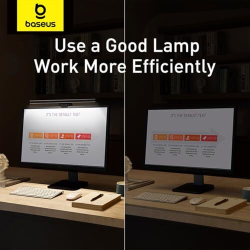 Baseus Monitor Lights With Touch Sensor, Usb Powered Led, 3 Switchable Modes, Dimmable Computer Light For Home, Black,Aluminium