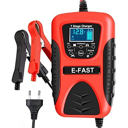 Verilux Car Battery Charger,7 Stage Charging Fully-Automatic Smart 12V Battery Charger,Multi Protection Battery Maintainer, Battery Charger For Most 12V Vehicles Motorcycle, Lawn Mower And More