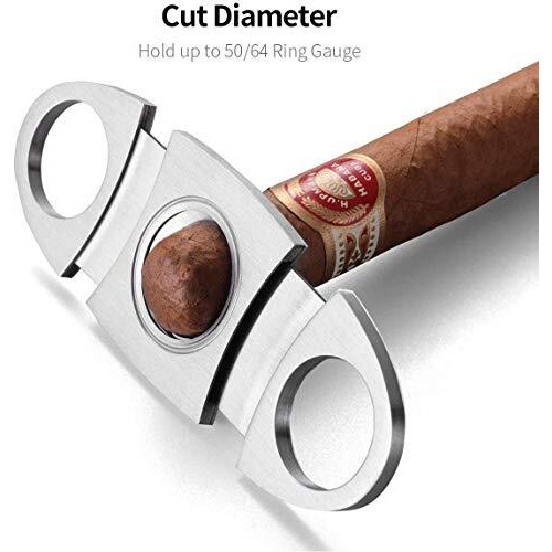 Hasthip Stainless Steel Pocket Cigar Tool Cigar Cutter With Double Guillotine Cutter Blades Nipping Off The End Of Cigar For Most Size Of Cigars (Multicolour)
