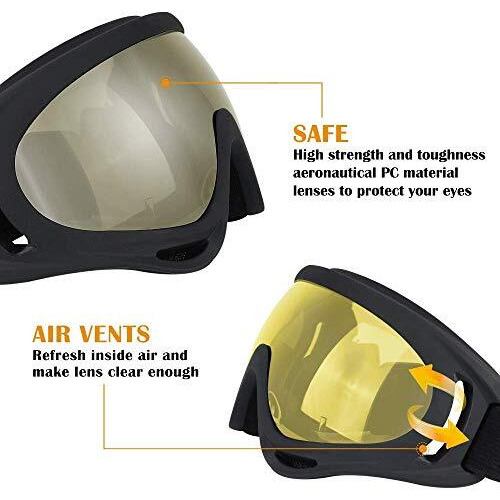 Proberos Uv400 Windproof X400 Goggles Motorcycle Glasses Helmet Goggles For Outdoor Riding Cycling Accessories Frame Length 18Cm Gifts For Men (Yellow)
