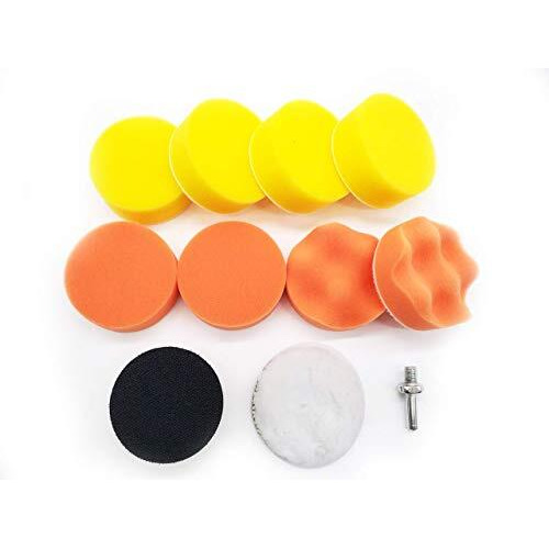 Sthira Car Polish Kit Polishing Pad And Hand Buffer Set Electric Cleaning Brush With Drill Adapter For Car Polish Buffing, 3-Inch (Pack Of 10 Pieces)
