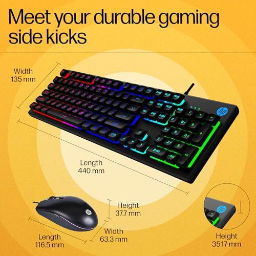 Hp Km300F Wired Usb Gaming Keyboard And Mouse Set, Membrane Backlit, 26 Keys Anti-Ghosting, 3 Led Indicators & 3D 6K Usb Mouse With 6400Dpi,Six-Speed Cyclic Resolution Switching, Black