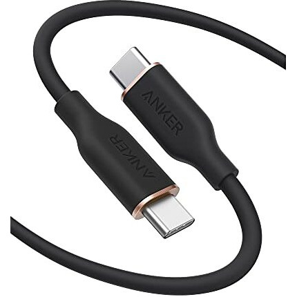 Anker Type C To Type C 100W Flow Cable, 6Ft Black, Powerline Iii Flow Cable, Super Fast Charging Cable (50% Charge In 30 Mins), 25X More Durable, Data Sync Compatibility & Power Delivery (Pd)