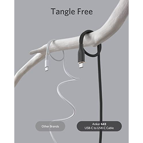 Anker Type C To Type C 100W Flow Cable, 6Ft Black, Powerline Iii Flow Cable, Super Fast Charging Cable (50% Charge In 30 Mins), 25X More Durable, Data Sync Compatibility & Power Delivery (Pd)