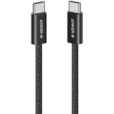 Anker Zolo Usb C To Usb C Cable, Braided And Dirt-Free Type C Fast Charging Cable, Slim Connector, For Iphone 16 Series, Macbook (240W) (Black, 3Ft)