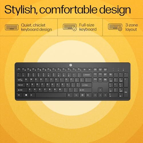 Hp 230 Black Chicklet Wireless Usb Keyboard And Mouse Set With 2.4Ghz Wireless Connection And 12 Function Keys/ 16 Months Battery Life/ 1600 Dpi/Black (18H24Aa)