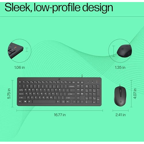 Hp 150 Wired Keyboard And Mouse Combo With Instant Usb Plug-And-Play Setup, 12 Shortcut Keys, 6 Adjustable Slope Keyboard And 1600 Dpi Optical Sensor Mouse (3-Years Warranty, 240J7Aa)