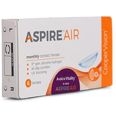 Coopervision Aspire Air Uv Blocking Monthly Disposable Spherical Silicone Hydrogel Lenses (6 Lenses/Box) (-3.75)