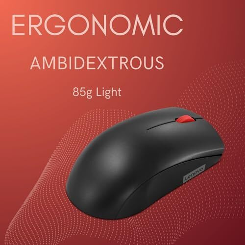 Lenovo 150 Wireless Compact Mouse, 1K Dpi Optical Sensor, 2.4Ghz Wireless Nanousb, 10M Range, 3Button(Left,Right,Scroll) Upto 3M Left/Right Clicks, 10Month Battery, Ambidextrous, Ergonomic, Gy51L52638