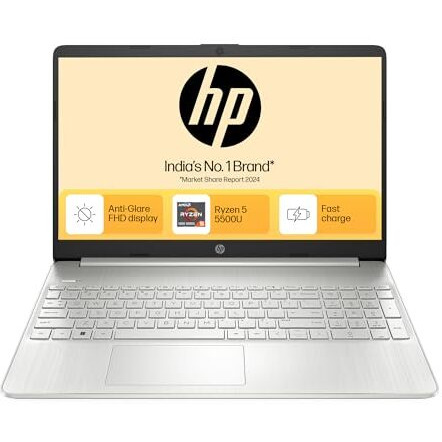 Hp Laptop 15S, Amd Ryzen 5 5500U, 15.6-Inch (39.6 Cm), Fhd, 8Gb Ddr4, 512Gb Ssd, Amd Radeon Graphics, Thin & Light, Dual Speakers (Win 11, Mso 2019, Silver, 1.69 Kg), Eq2144Au