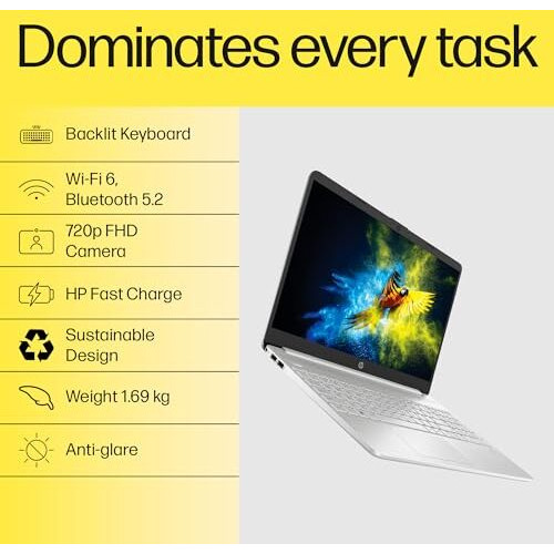 Hp Laptop 15S, Amd Ryzen 5 5500U, 15.6-Inch (39.6 Cm), Fhd, 8Gb Ddr4, 512Gb Ssd, Amd Radeon Graphics, Thin & Light, Dual Speakers (Win 11, Mso 2019, Silver, 1.69 Kg), Eq2144Au