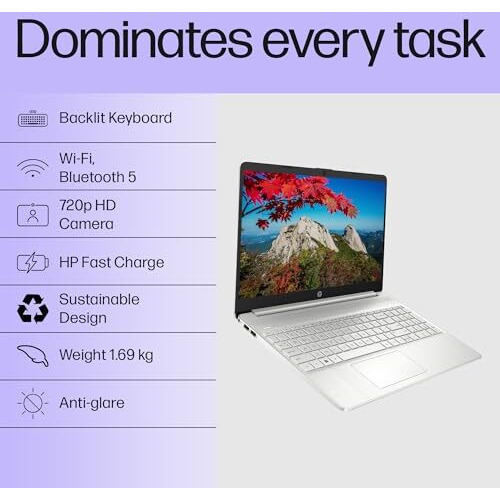 Hp 15S, 12Th Gen Intel Core I3-1215U, 8Gb Ddr4, 512Gb Ssd, (Win 11, Office 21, Silver, 1.69Kg) Anti-Glare, Micro-Edge, 15.6-Inch(39.6Cm) Fhd Laptop, Intel Uhd Graphics, Hd Camera, Backlit Kb, Fq5327Tu