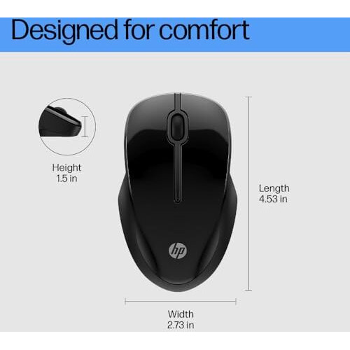 Hp 250 Dual Mode Wireless Mouse (2.4Ghz Wireless, Bluetooth/Multidevice,1 Aa Battery Gives 12 Months Life, Upto 1600 Dpi Wireless Optical Mouse) Matte Black