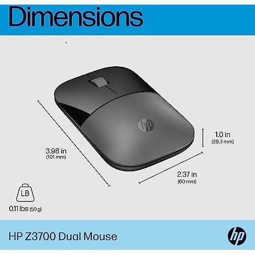 Hp Z3700 Dual Silver Mouse/2.4 Ghz Wireless Connection/1600 Dpi/3 Buttons/Silent Clicks Multi-Device Cross Operating Systems/3 Years Warranty