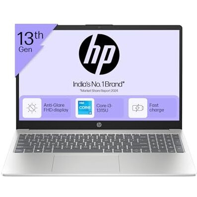 Hp 15, 13Th Gen Intel Core I3-1315U, 8Gb Ddr4, 512Gb Ssd, (Win 11, Office 21, Grey, 1.59Kg), Anti-Glare, Micro-Edge,15.6-Inch(39.6Cm), Fhd Laptop, Intel Uhd Graphics, 1080P Fhd Camera, Fd0006Tu