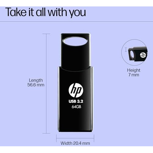 Hp 712W 64Gb Usb 3.2 Flash Drive- Black