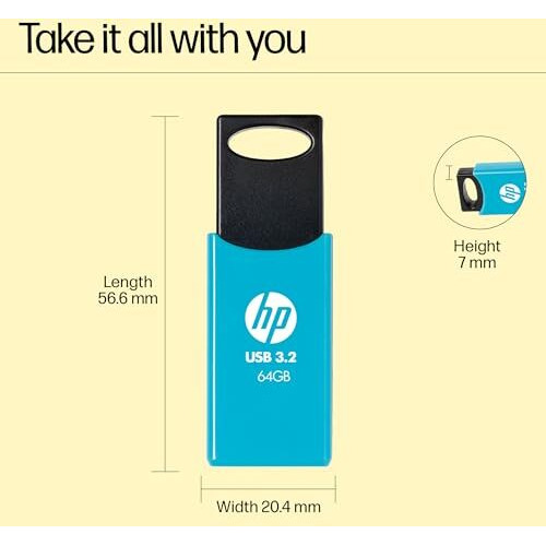 Hp 712W 64Gb Usb 3.2 Flash Drive- Blue